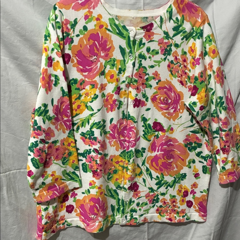 Carter's Floral Cardigan - Pink, Yellow, Green